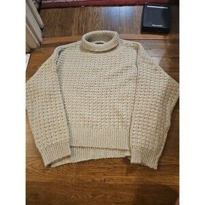 Kerisma Sweater Womens M/L Acrylic Blend Beige Turtleneck Boxy Textured